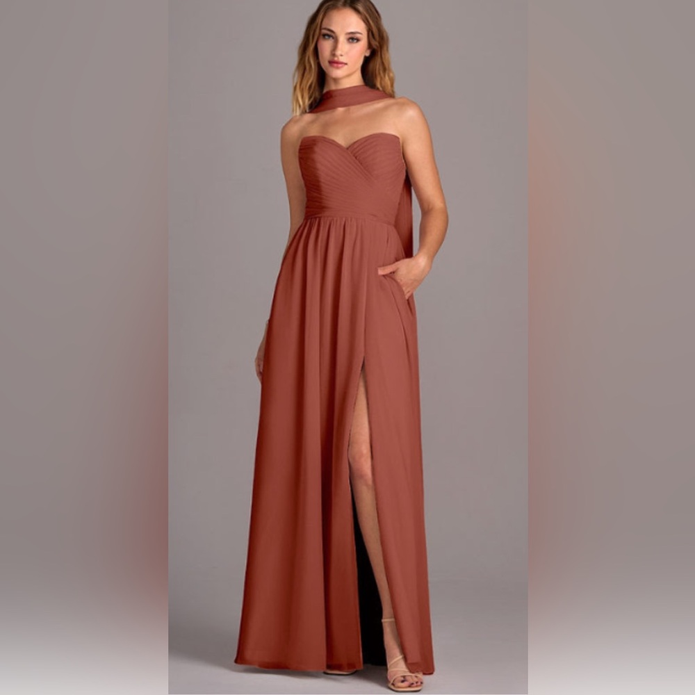 Azazie Joni Auburn Chiffon Gown